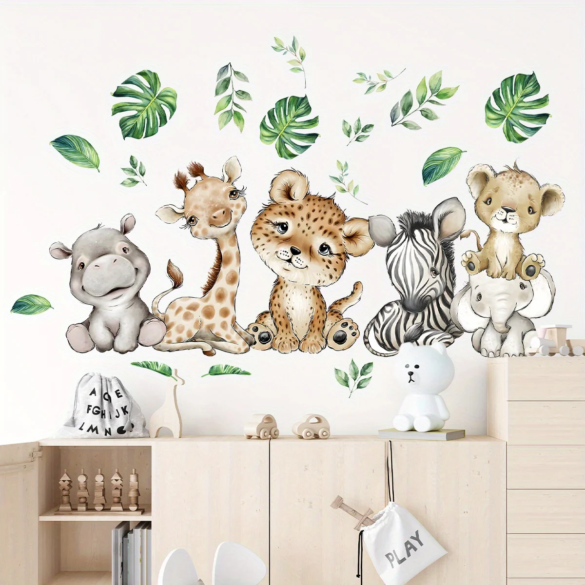 Baby Nursery Decals - 1PC 만화 귀여운 하마 호랑이 코끼리