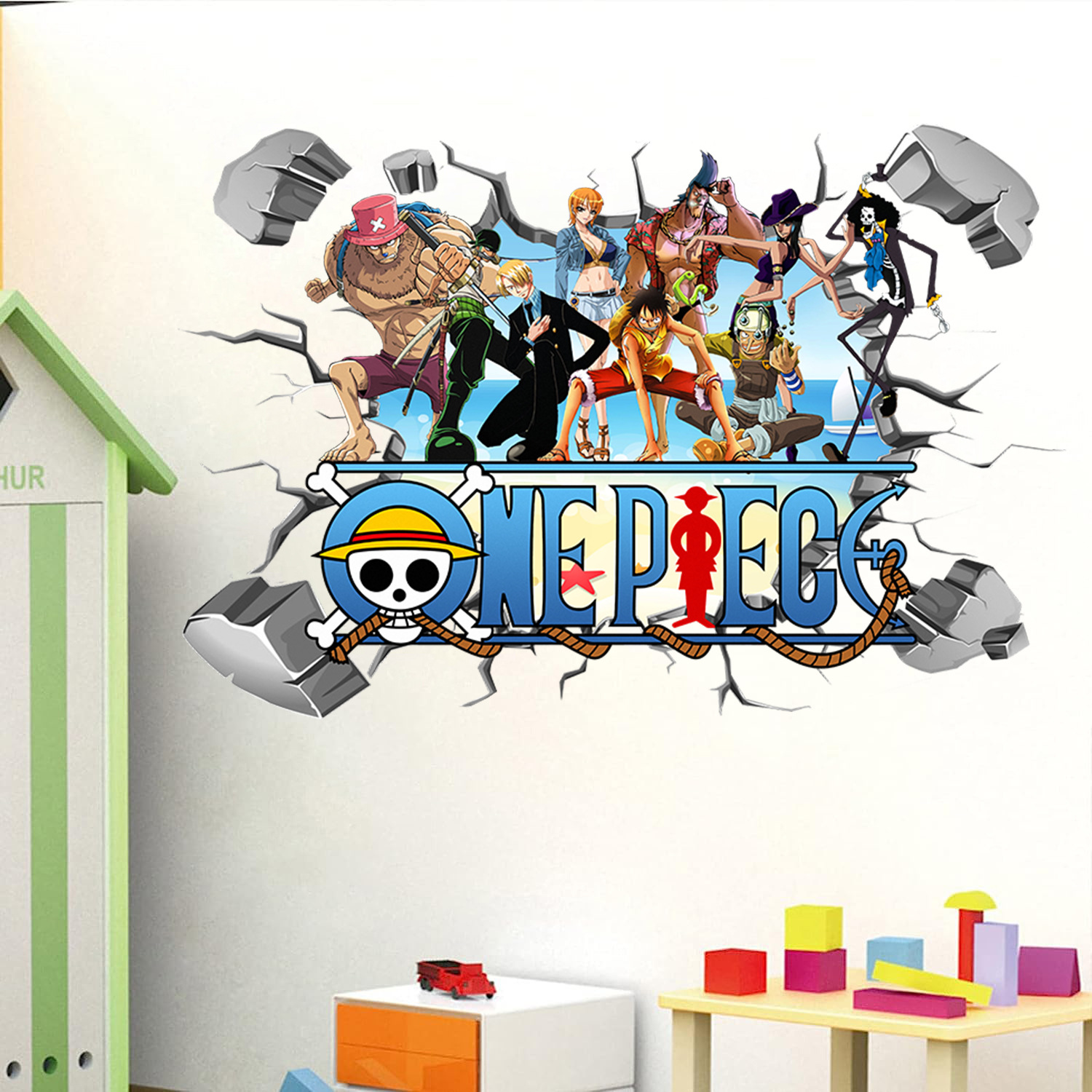 Baby Nursery Decals - 만화 원피스 루피 3D 벽 스티커