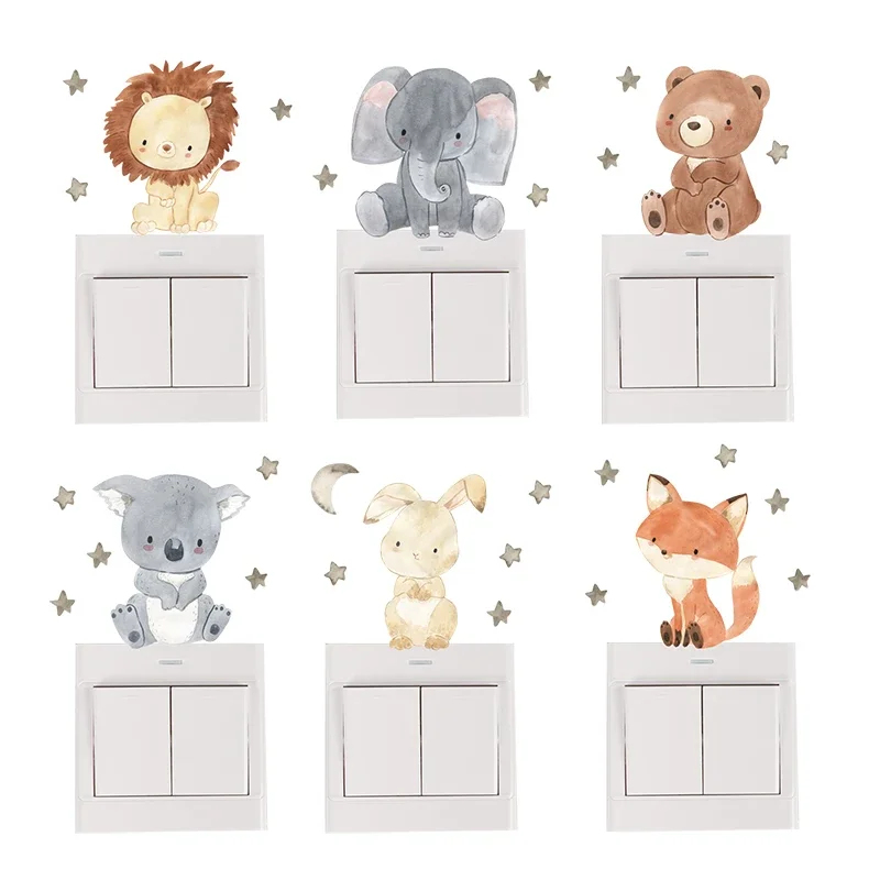 Baby Nursery Decals - 1/2/4/6set 어린이 방을위한 만화 동물 벽