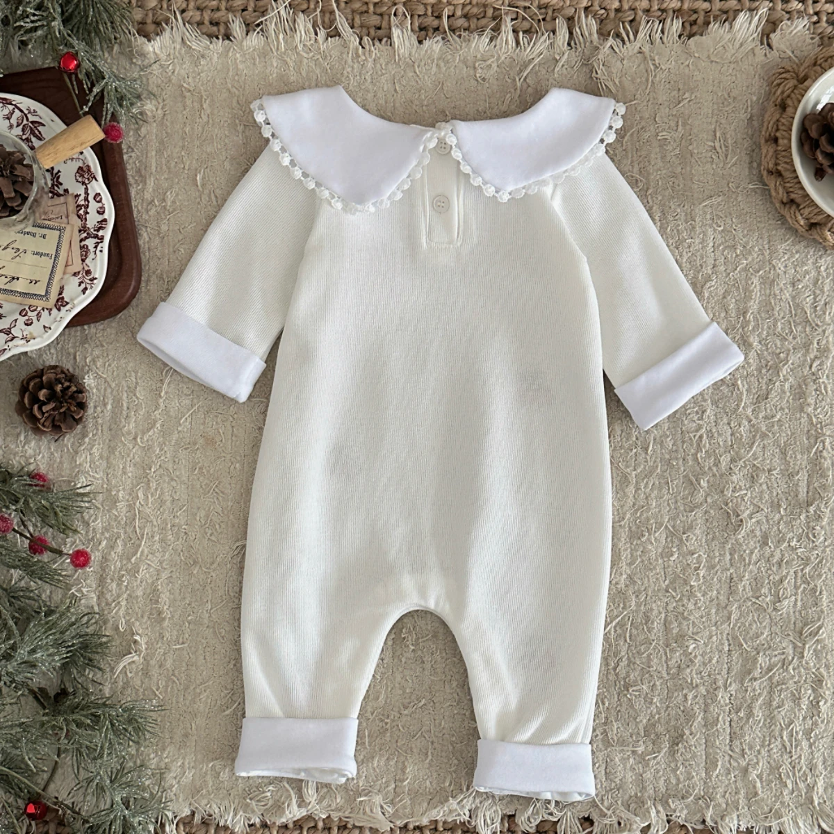 달콤한 체리 자수 아기 롬퍼 봄 가을 피터팬 칼라 긴팔 - Baby Nursery Embroidery 리뷰 및 가격