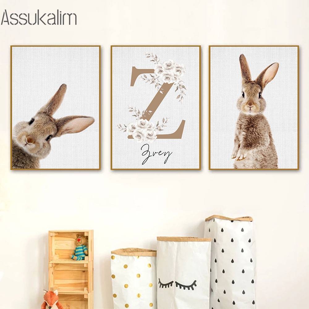 토끼 캔버스 페인팅 사용자 정의 이름 인쇄 포스터 귀여 - Baby Nursery Name Wall Art 리뷰 및 가격