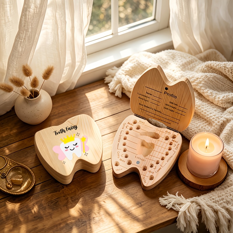 2D 나무 치아요정 기념품 상자 치아 모양 보관함 첫  - Baby Keepsake Box 리뷰 및 가격