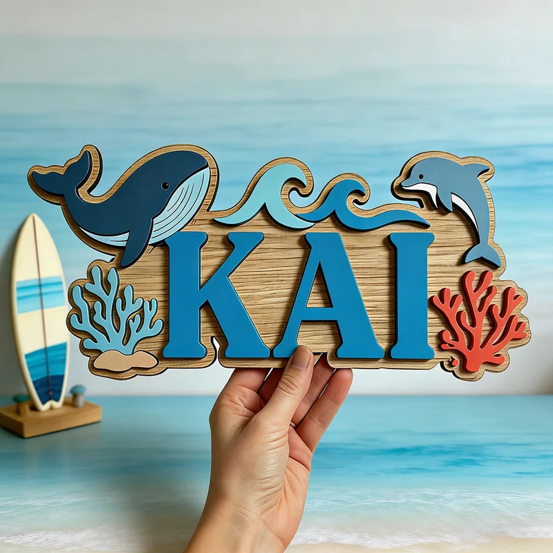 바다 고래 돌고래 테마 맞춤 이름 나무 간판, 아이들  - Baby Nursery Name Wall Art 리뷰 및 가격