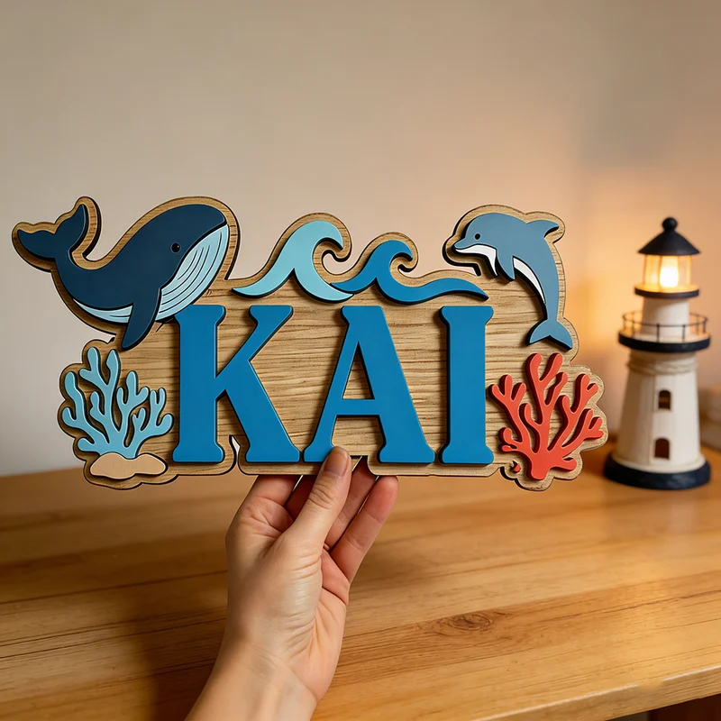 바다 고래 돌고래 테마 맞춤 이름 나무 간판, 아이들  - Baby Nursery Name Wall Art 리뷰 및 가격