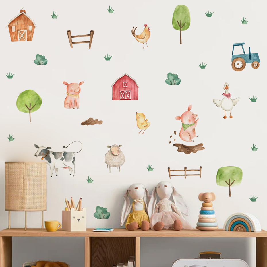 Boho 수채화 귀여운 농장 동물 돼지 가축 벽 스티커 - Baby Nursery Furniture 리뷰 및 가격