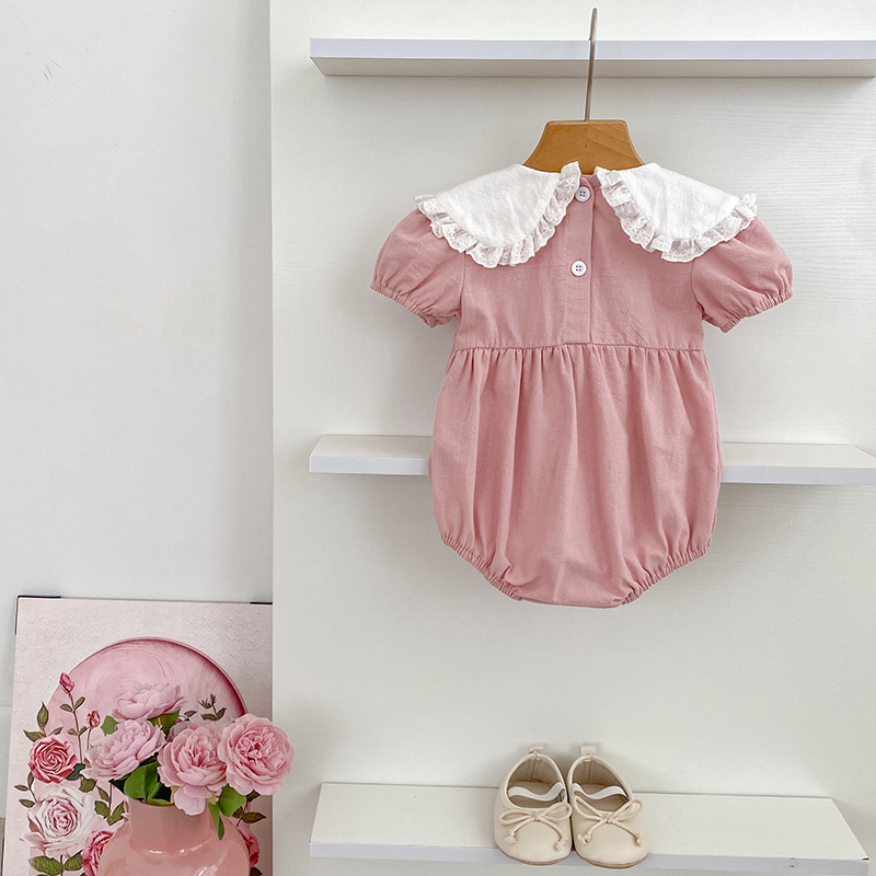 0-24M 신생아 아기 소녀 핑크 Romper 짧은 소 - Baby Nursery Embroidery 리뷰 및 가격