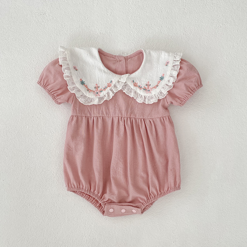 0-24M 신생아 아기 소녀 핑크 Romper 짧은 소 - Baby Nursery Embroidery 리뷰 및 가격