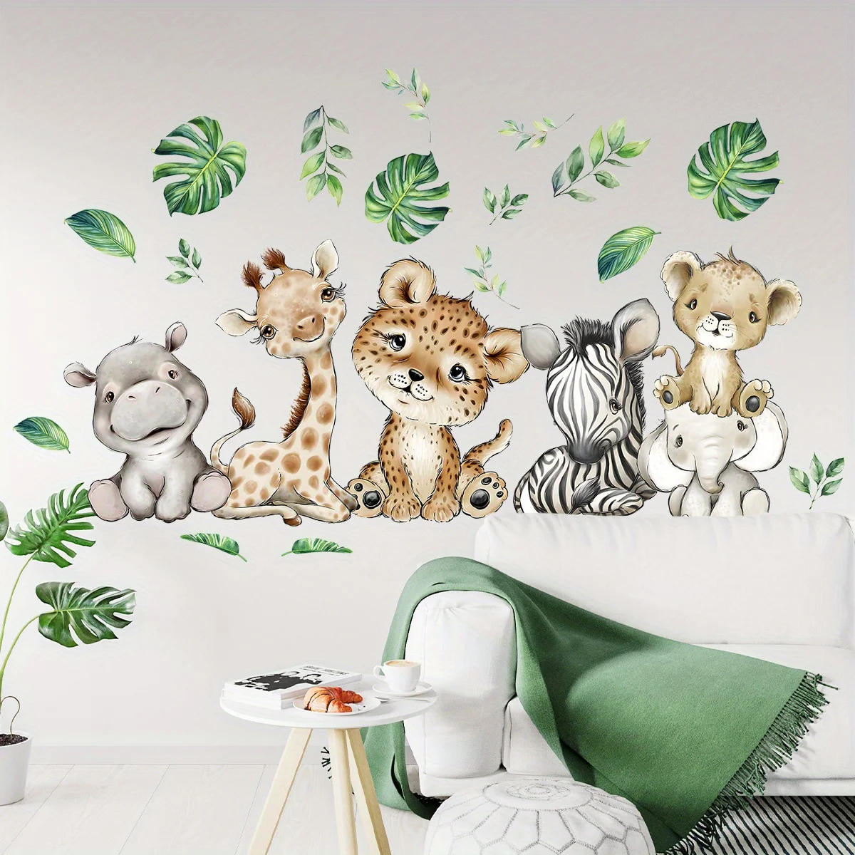 1PC 만화 귀여운 하마 호랑이 코끼리 사슴 나무 동물 - Baby Nursery Decals 리뷰 및 가격