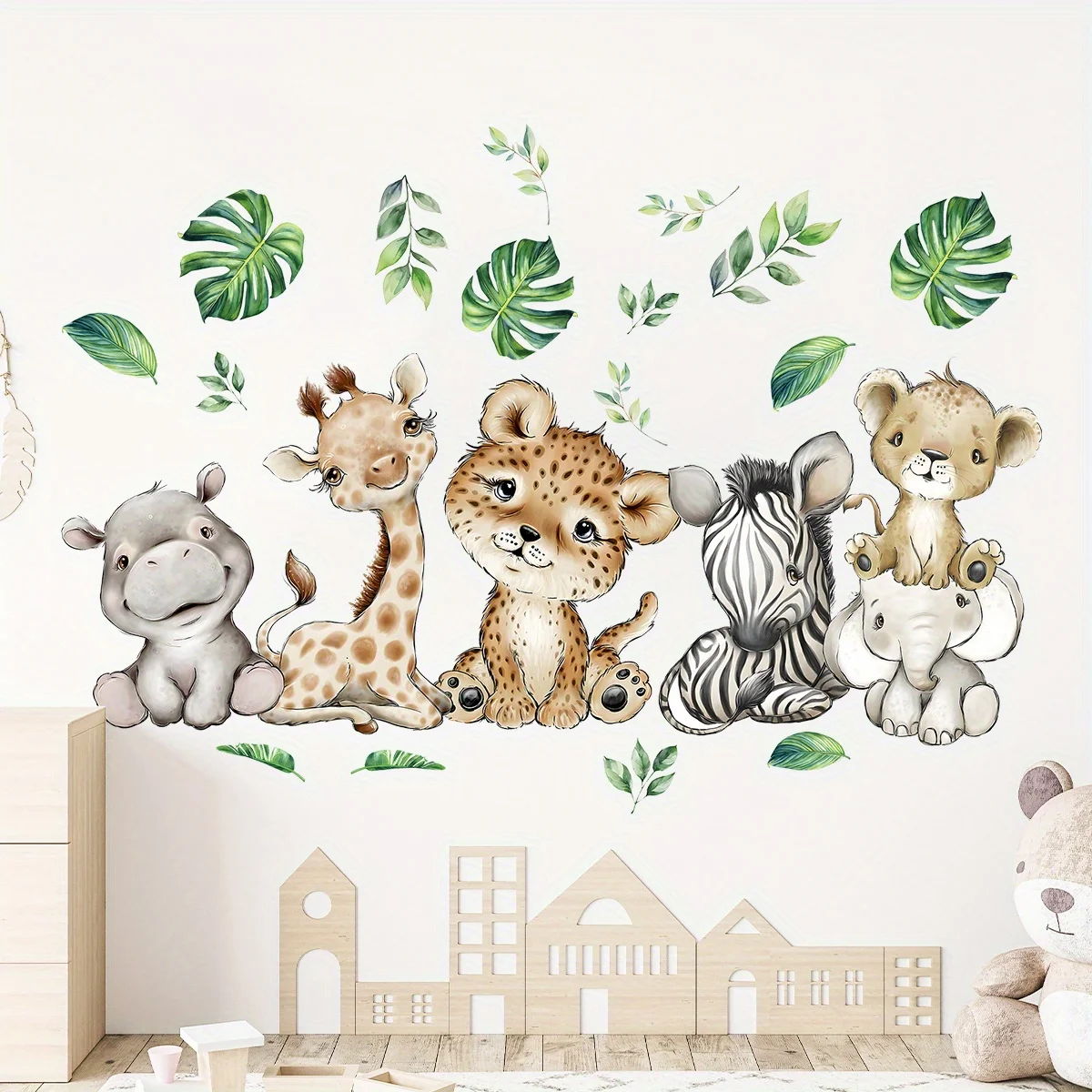 1PC 만화 귀여운 하마 호랑이 코끼리 사슴 나무 동물 - Baby Nursery Decals 리뷰 및 가격