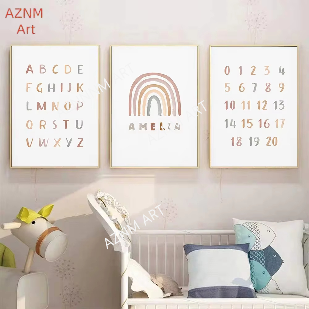 1/3개, 맞춤형 ABC 123 무지개 아기 이름 포스 - Baby Nursery Name Wall Art 리뷰 및 가격