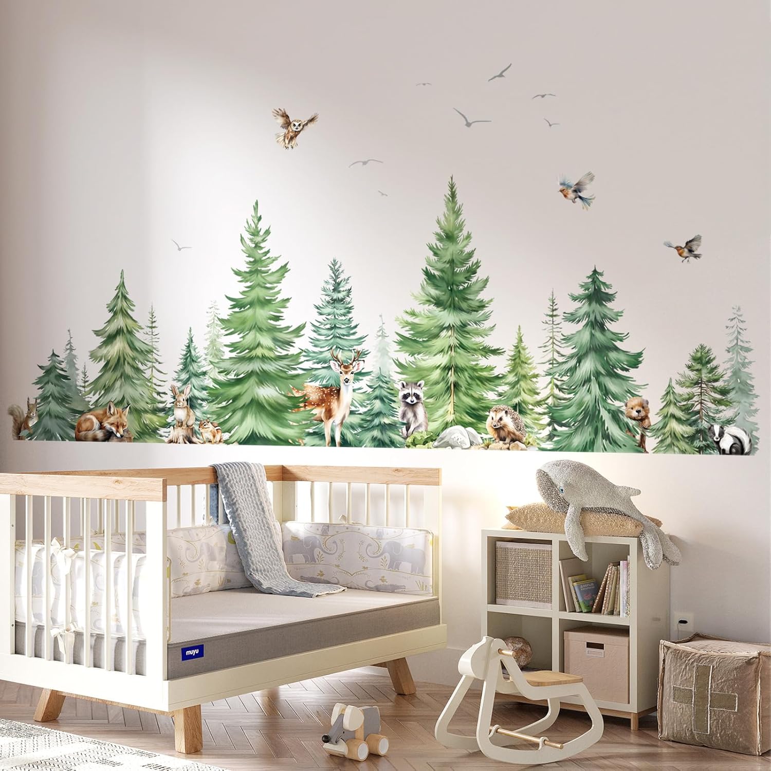 대형 수채화 소나무 동물 벽 스티커 어린이 방 침실 숲 - Baby Nursery Furniture 리뷰 및 가격