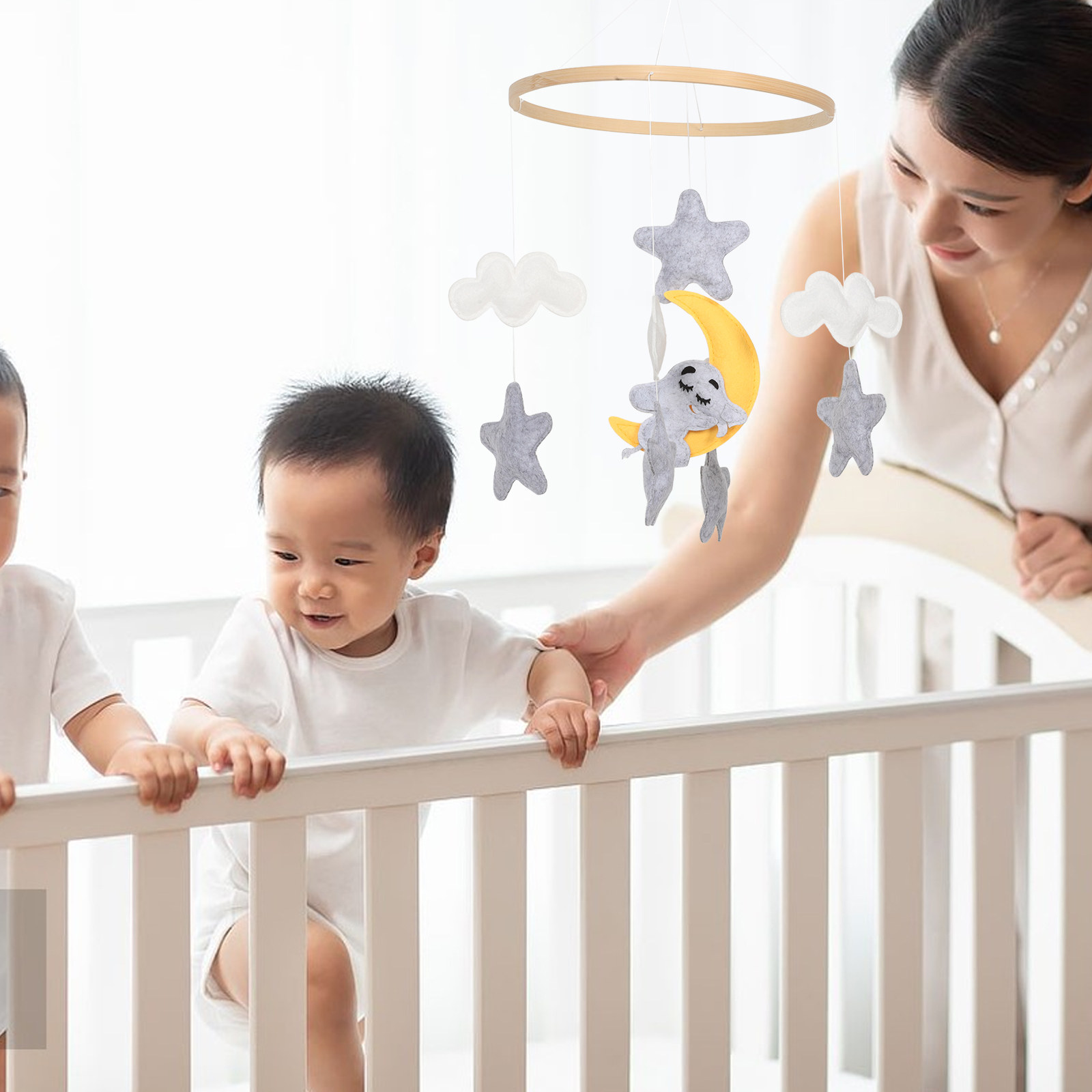 코끼리 구름 별 디자인의 펠트 동물 모빌, 아기 남아  - Baby Nursery Crib 리뷰 및 가격