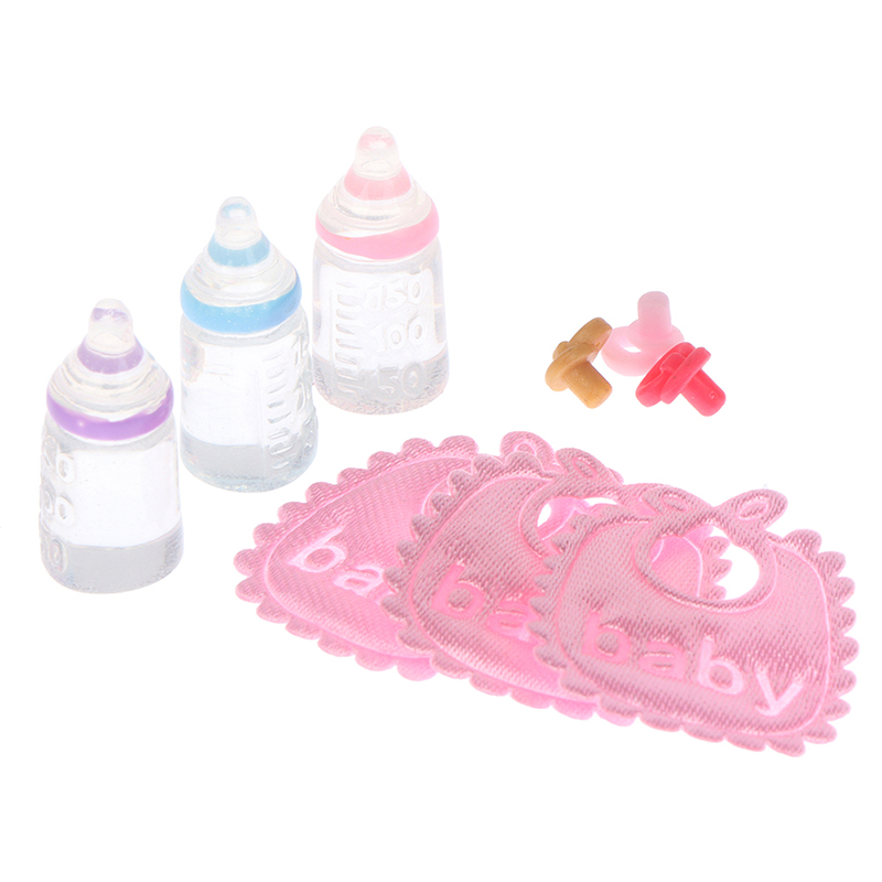 1:12 인형 집 미니어처 젖병 젖꼭지 턱받이 세트,  - Baby Nursery Accessories 리뷰 및 가격