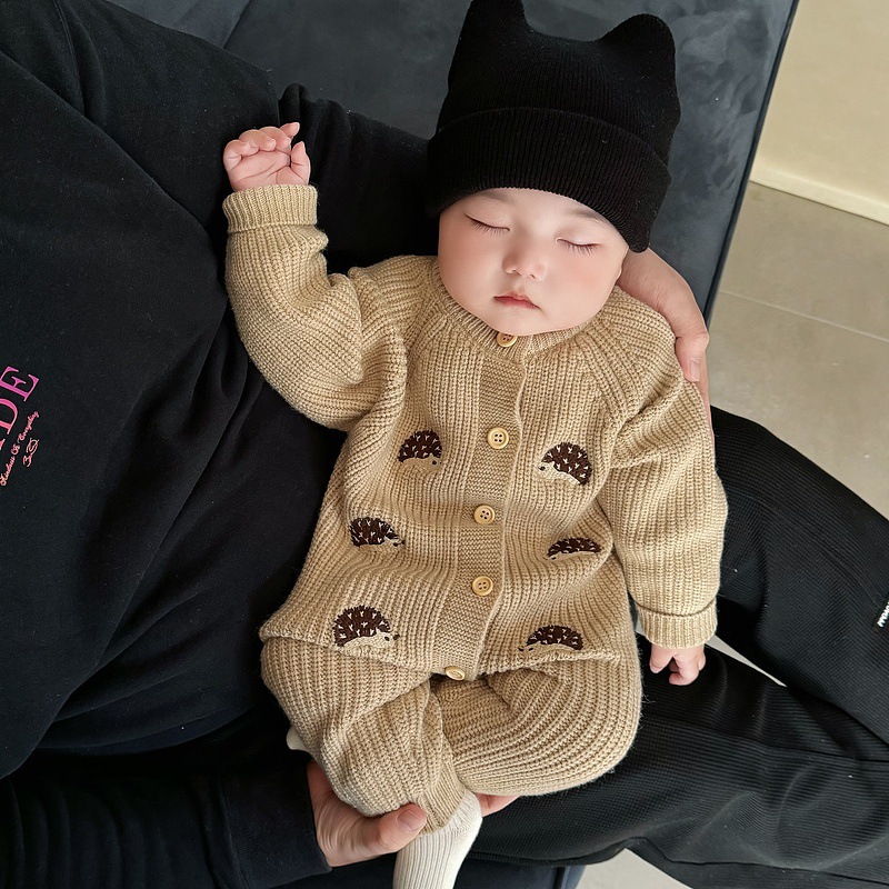 고슴도치 자수 아기 니트 롬퍼 긴소매 버튼 클로저 따뜻 - Baby Nursery Embroidery 리뷰 및 가격