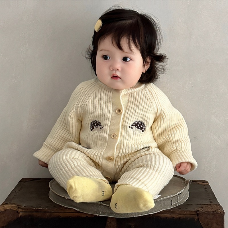 고슴도치 자수 아기 니트 롬퍼 긴소매 버튼 클로저 따뜻 - Baby Nursery Embroidery 리뷰 및 가격