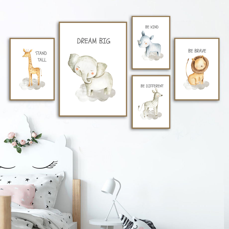 보육 벽 아트 캔버스 회화 사자 코끼리 기린 얼룩말 호 - Baby Nursery Giraffe 리뷰 및 가격