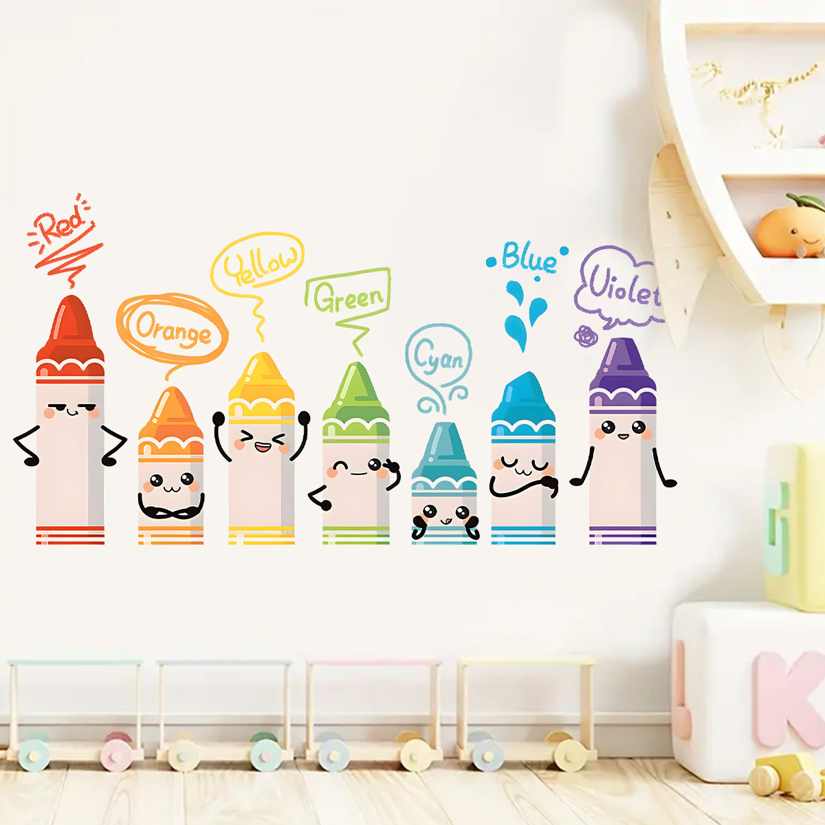 만화 귀여운 다채로운 크레용 패턴 벽 스티커, 어린이  - Baby Nursery Furniture 리뷰 및 가격