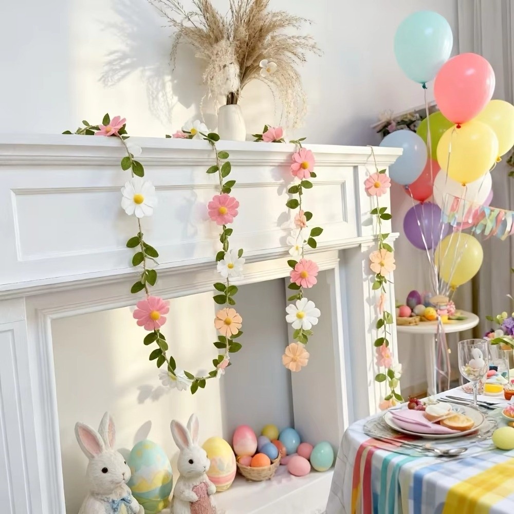 200CM 펠트 데이지 배너 펠트 보헤미안 홈 데코 와 - Baby Nursery Garland 리뷰 및 가격