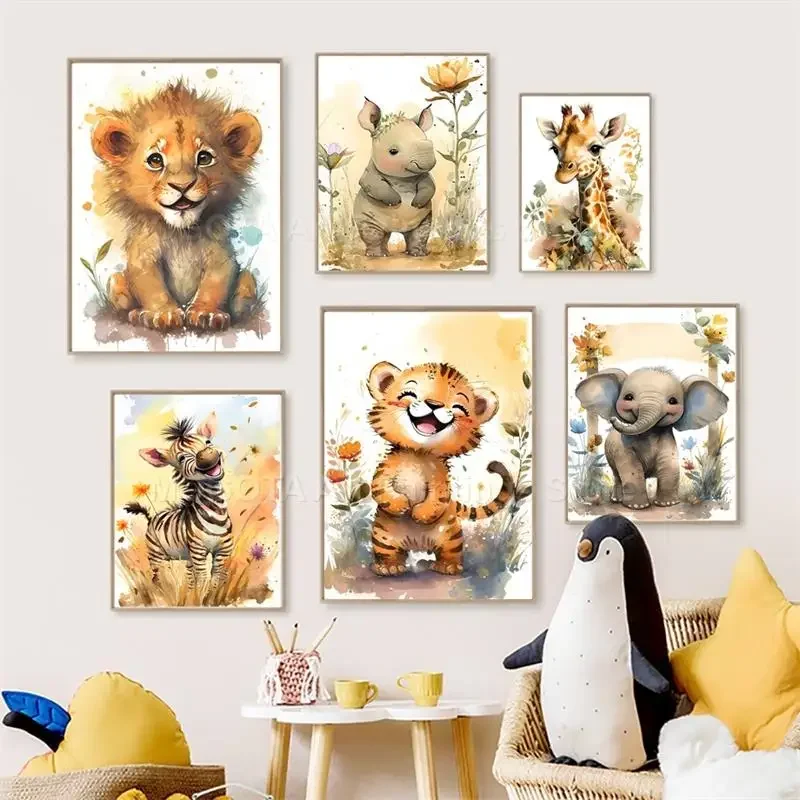 수채화 사자 기린 호랑이 코끼리 얼룩말 보육 벽 아트  - Baby Nursery Giraffe 리뷰 및 가격