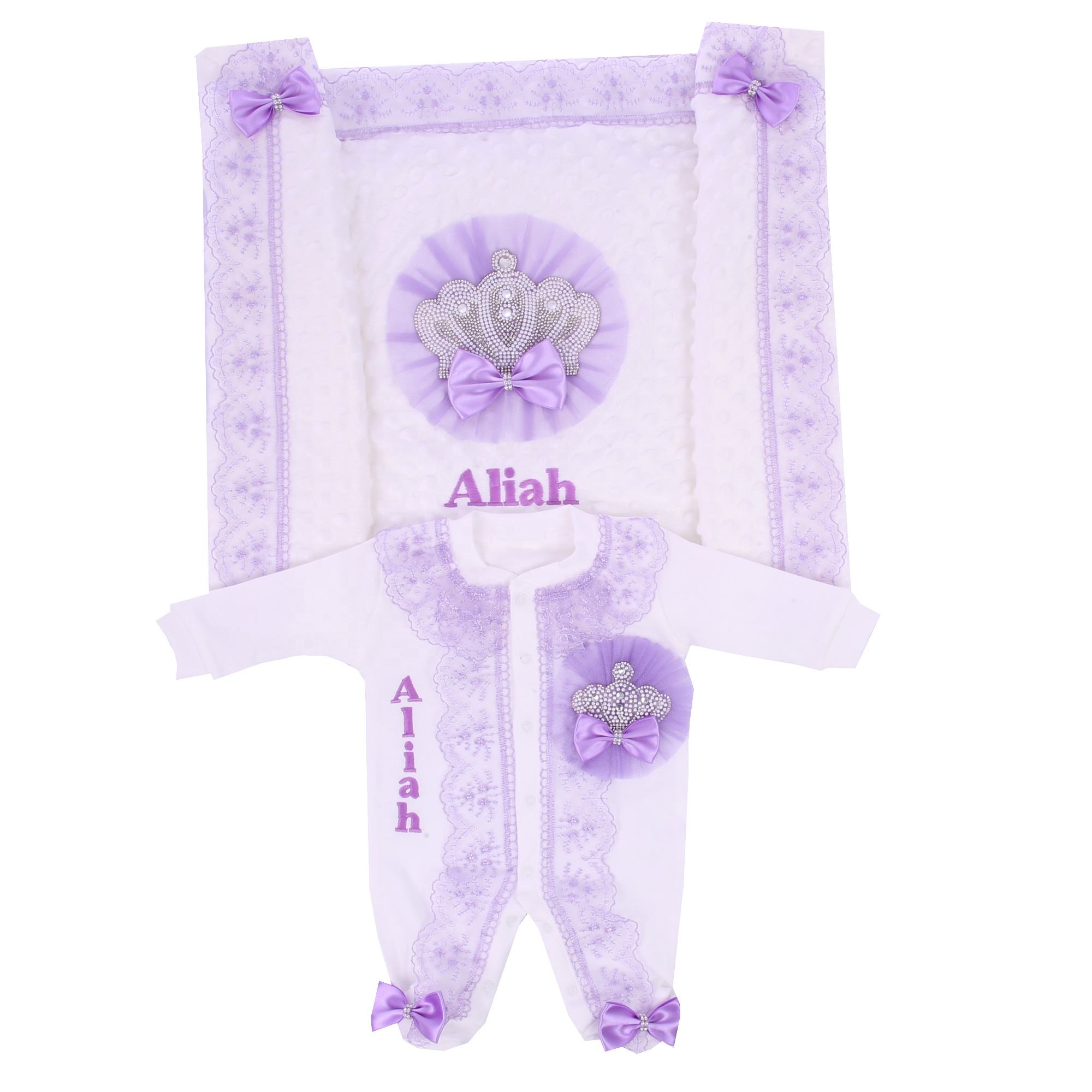 라벤더 레이스 5pcs 아기 소녀 Layette 세트  - Baby Nursery Embroidery 리뷰 및 가격