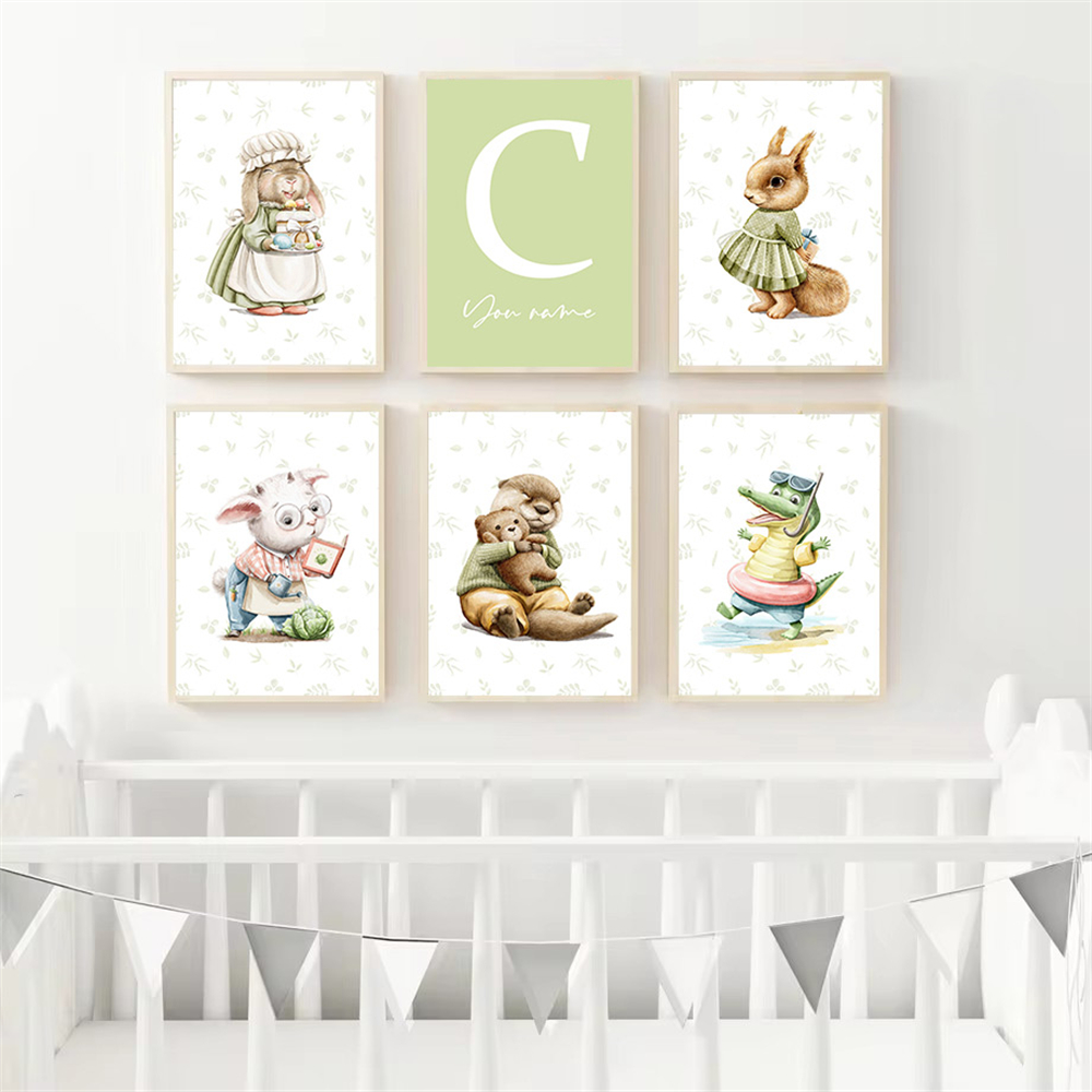 아기 사용자 정의 이름 포스터 기린 다람쥐 토끼 캔버스 - Baby Nursery Name Wall Art 리뷰 및 가격