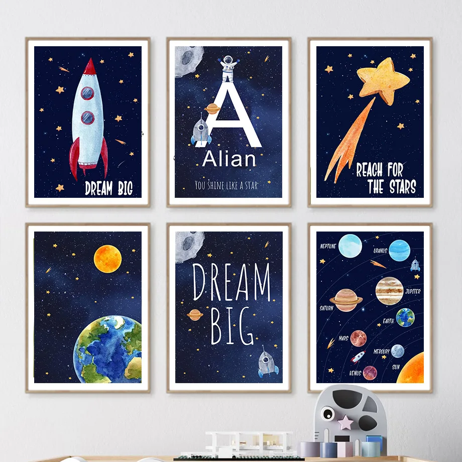 1pc 캔버스 그림 사용자 정의 이름 어린이 방 장식  - Baby Nursery Name Wall Art 리뷰 및 가격