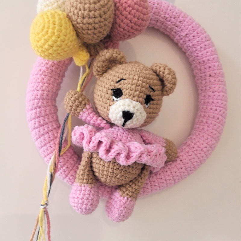 곰과 풍선이 있는 맞춤형 크로셰 이름 화환, 아기를 위 - Baby Nursery Toy 리뷰 및 가격