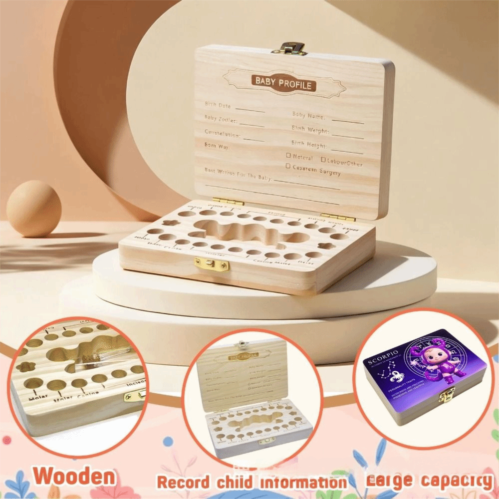 나무로 만든 아기 치아 보관함 특별한 칸막이 부드러운  - Baby Keepsake Box 리뷰 및 가격